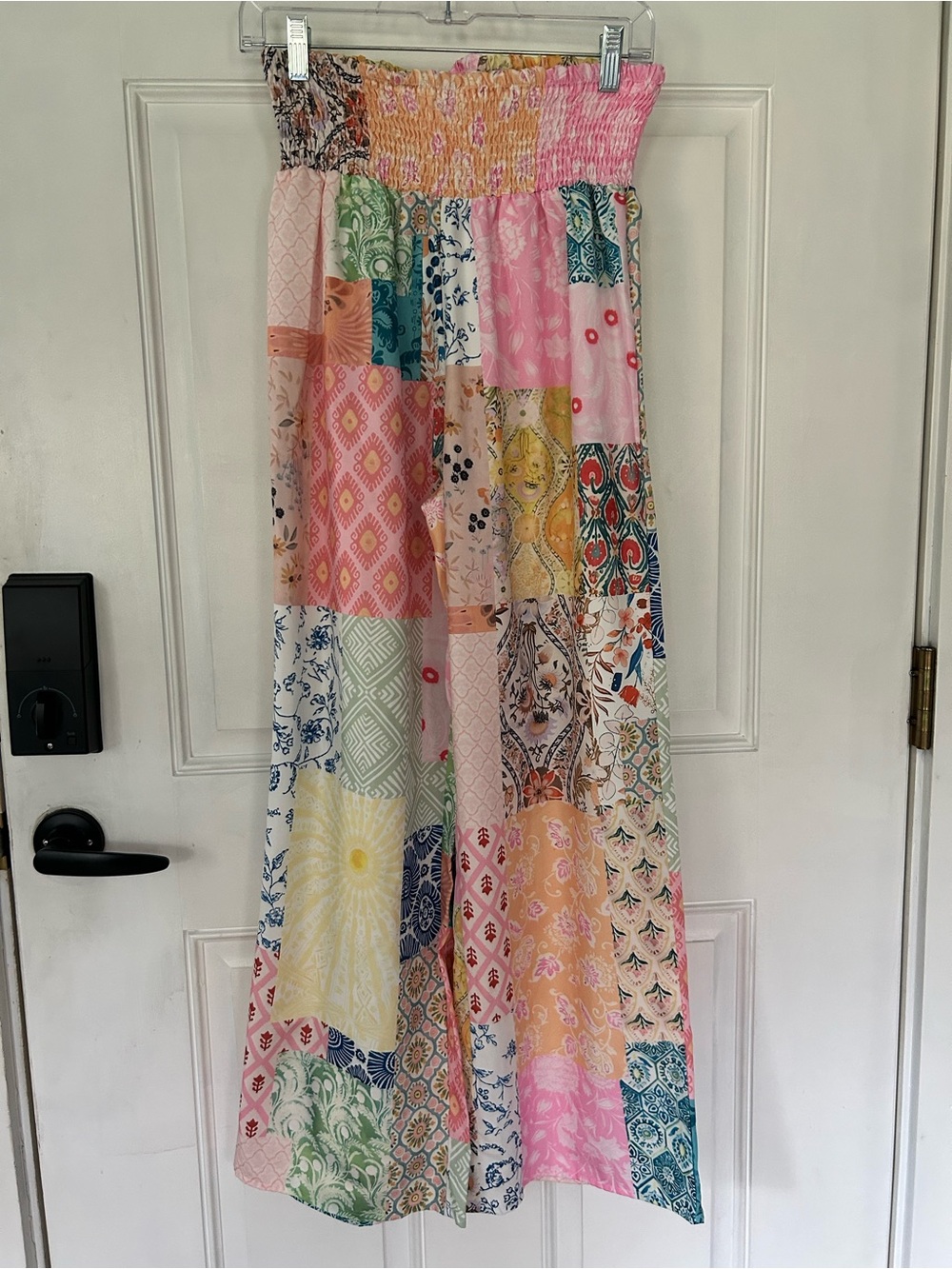 Patchwork Wide-Leg Pants— Pink Multi Patch